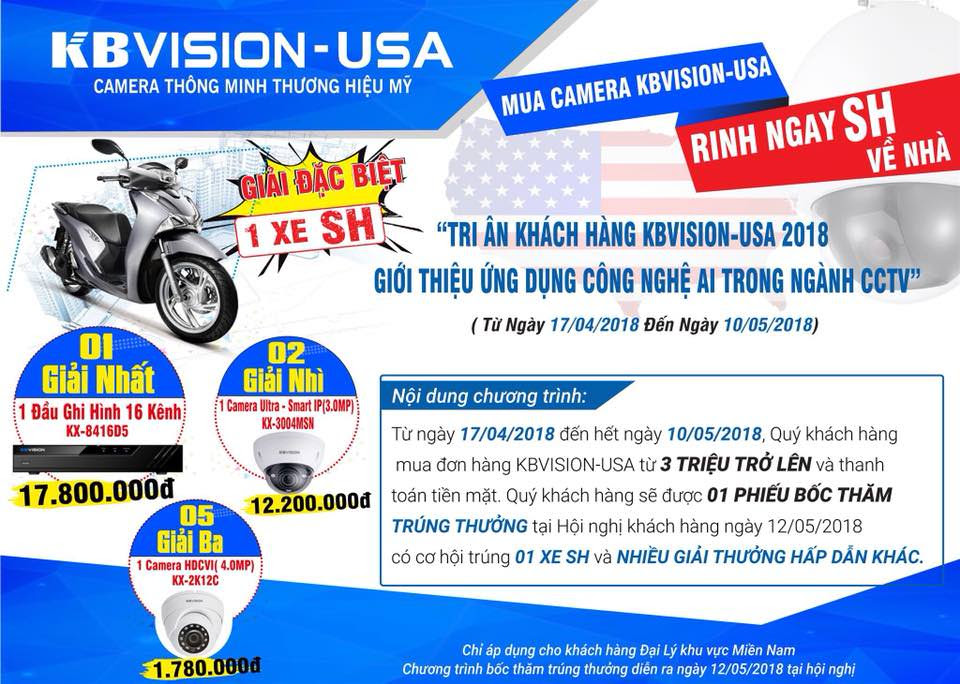MUA CAMERA KBVISION – USA RINH NGAY SH VỀ NHÀ